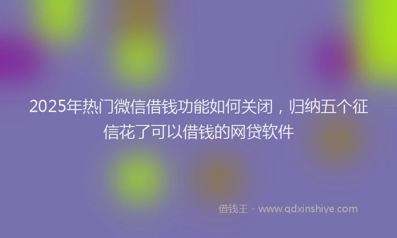 2025年热门微信借钱功能如何关闭，归纳五个征信花了可以借钱的网贷软件