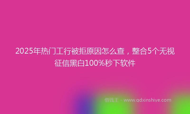 2025年热门工行被拒原因怎么查，整合5个无视征信黑白100%秒下软件