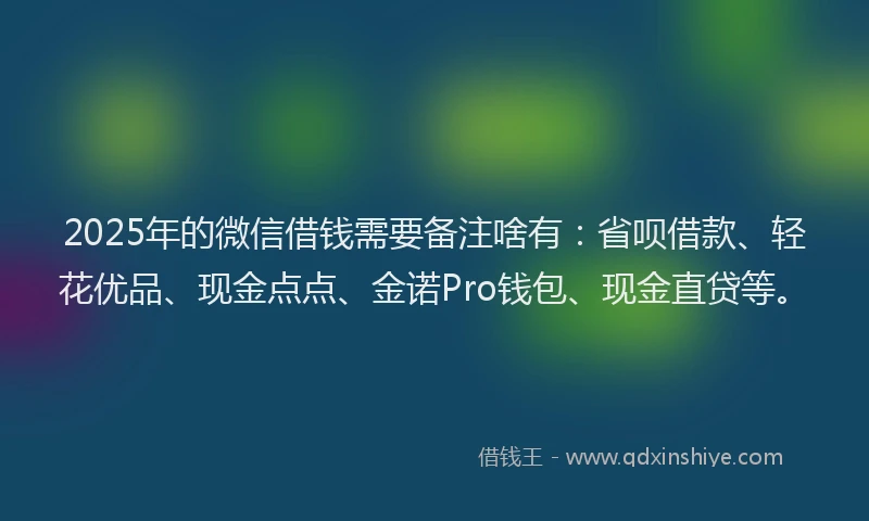 2025年的微信借钱需要备注啥有：省呗借款、轻花优品、现金点点、金诺Pro钱包、现金直贷等。