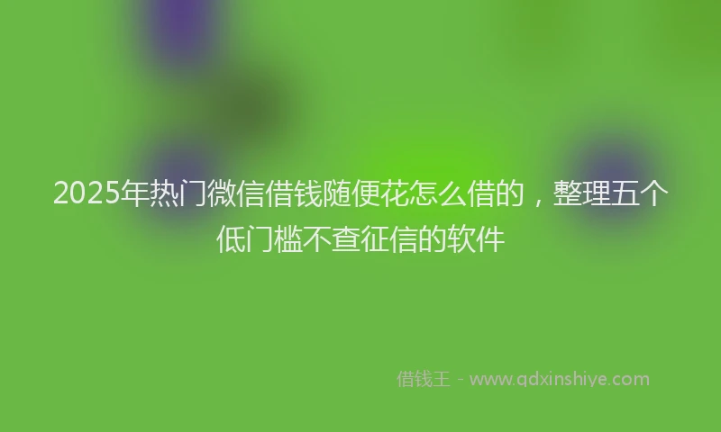 2025年热门微信借钱随便花怎么借的，整理五个低门槛不查征信的软件