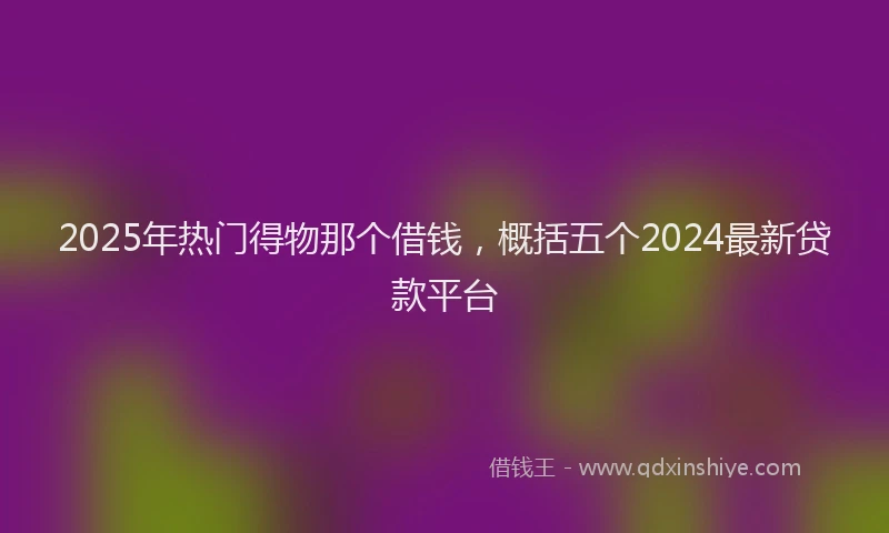 2025年热门得物那个借钱，概括五个2024最新贷款平台