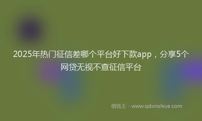2025年热门征信差哪个平台好下款app，分享5个网贷无视不查征信平台