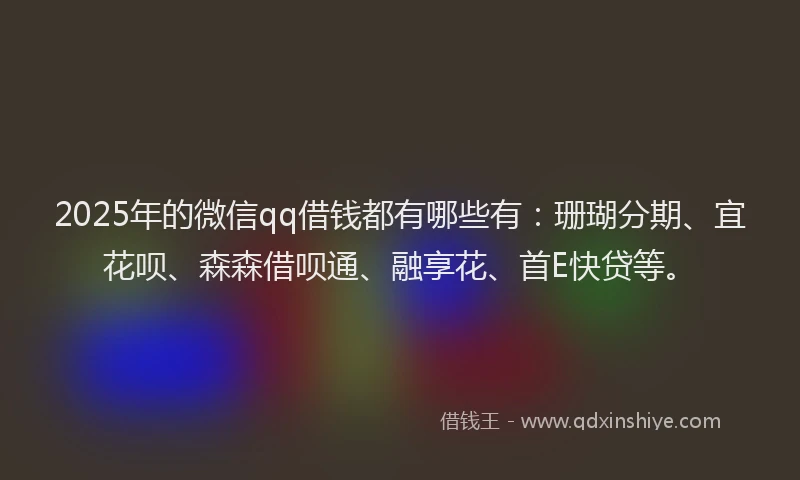 2025年的微信qq借钱都有哪些有：珊瑚分期、宜花呗、森森借呗通、融享花、首E快贷等。
