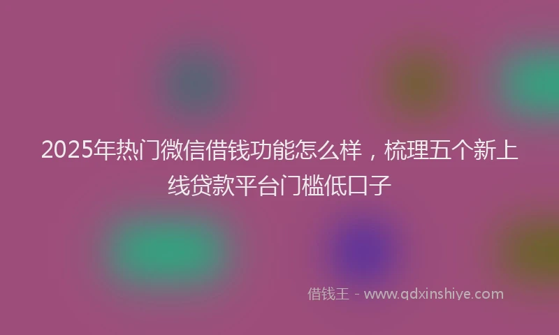 2025年热门微信借钱功能怎么样，梳理五个新上线贷款平台门槛低口子