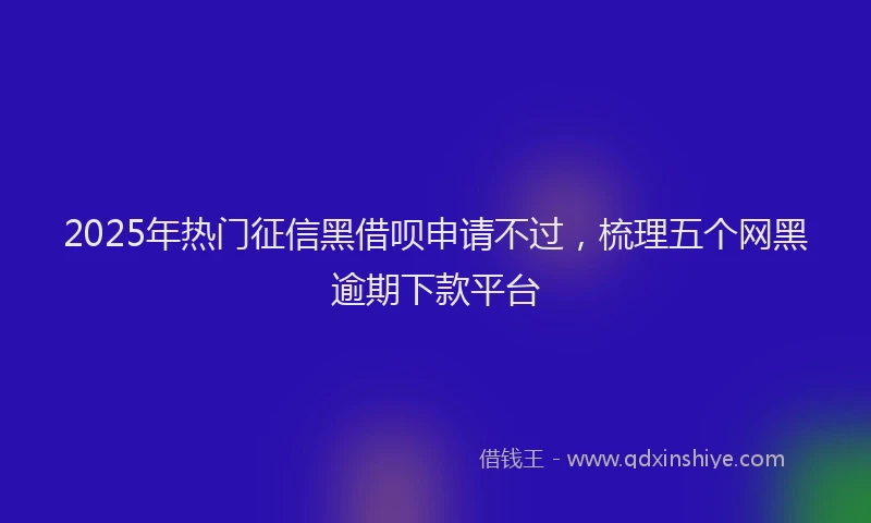 2025年热门征信黑借呗申请不过，梳理五个网黑逾期下款平台