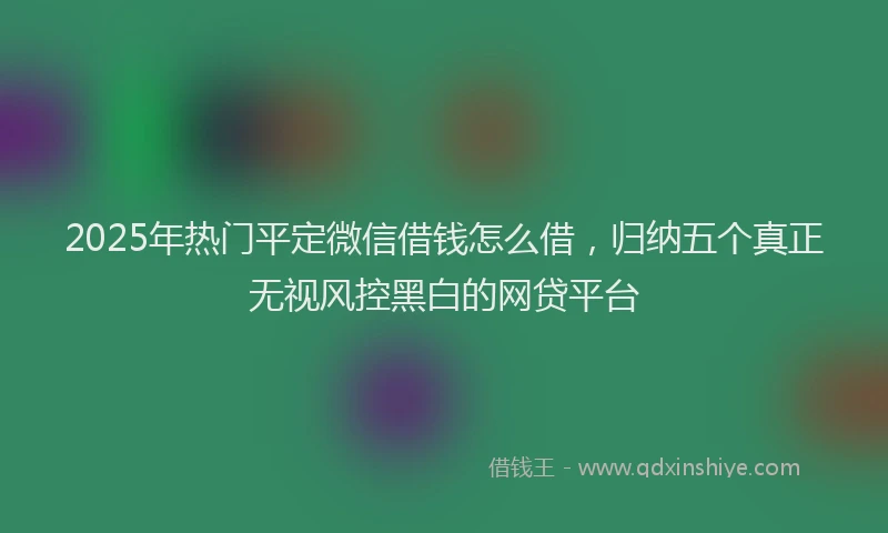 2025年热门平定微信借钱怎么借，归纳五个真正无视风控黑白的网贷平台
