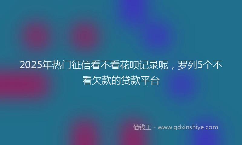 2025年热门征信看不看花呗记录呢，罗列5个不看欠款的贷款平台
