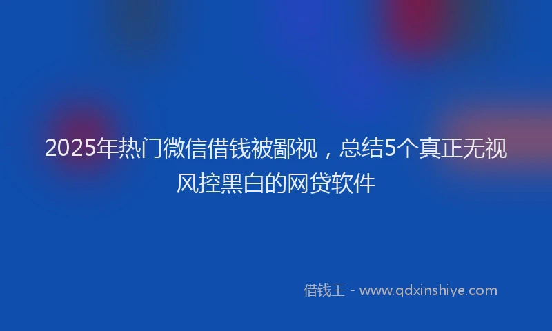 2025年热门微信借钱被鄙视，总结5个真正无视风控黑白的网贷软件