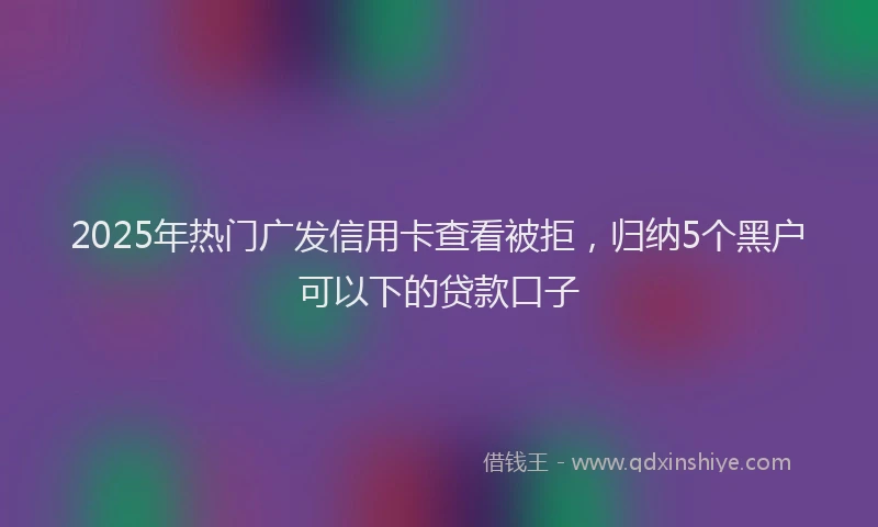 2025年热门广发信用卡查看被拒，归纳5个黑户可以下的贷款口子