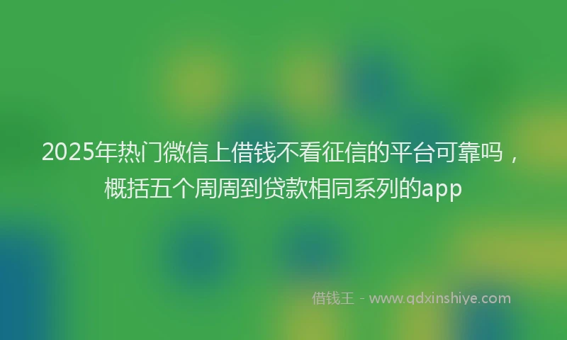 2025年热门微信上借钱不看征信的平台可靠吗，概括五个周周到贷款相同系列的app