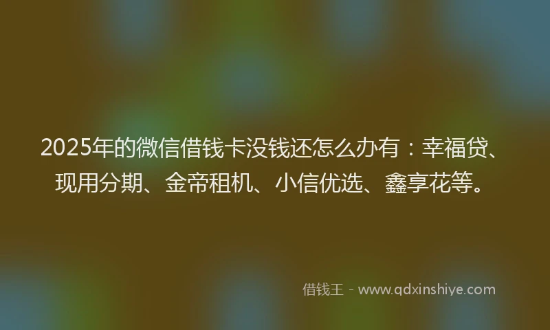 2025年的微信借钱卡没钱还怎么办有：幸福贷、现用分期、金帝租机、小信优选、鑫享花等。