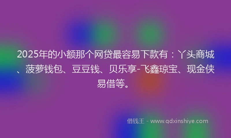 2025年的小额那个网贷最容易下款有：丫头商城、菠萝钱包、豆豆钱、贝乐享-飞鑫琼宝、现金侠易借等。