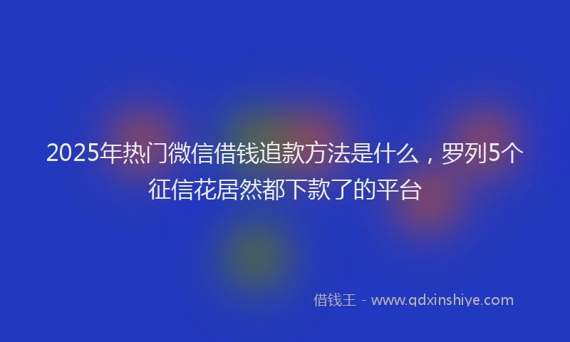 2025年热门微信借钱追款方法是什么，罗列5个征信花居然都下款了的平台