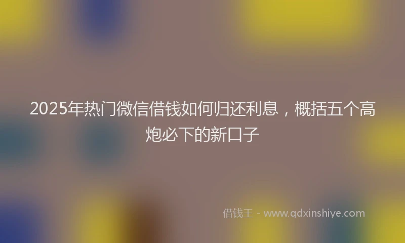 2025年热门微信借钱如何归还利息，概括五个高炮必下的新口子