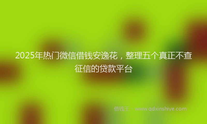 2025年热门微信借钱安逸花，整理五个真正不查征信的贷款平台