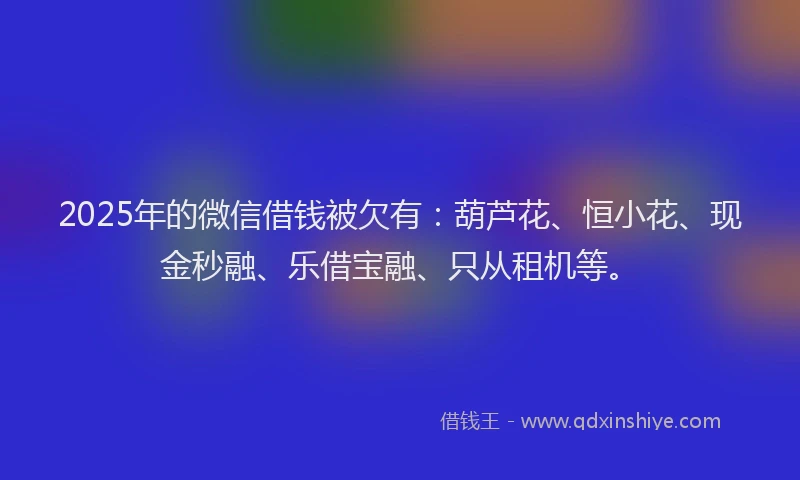 2025年的微信借钱被欠有：葫芦花、恒小花、现金秒融、乐借宝融、只从租机等。