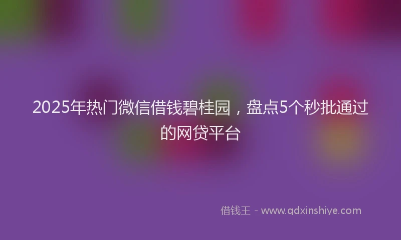 2025年热门微信借钱碧桂园，盘点5个秒批通过的网贷平台