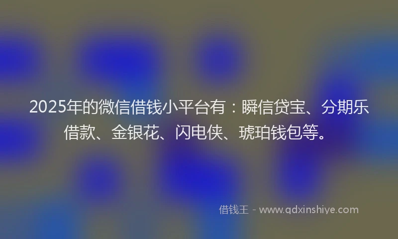 2025年的微信借钱小平台有：瞬信贷宝、分期乐借款、金银花、闪电侠、琥珀钱包等。