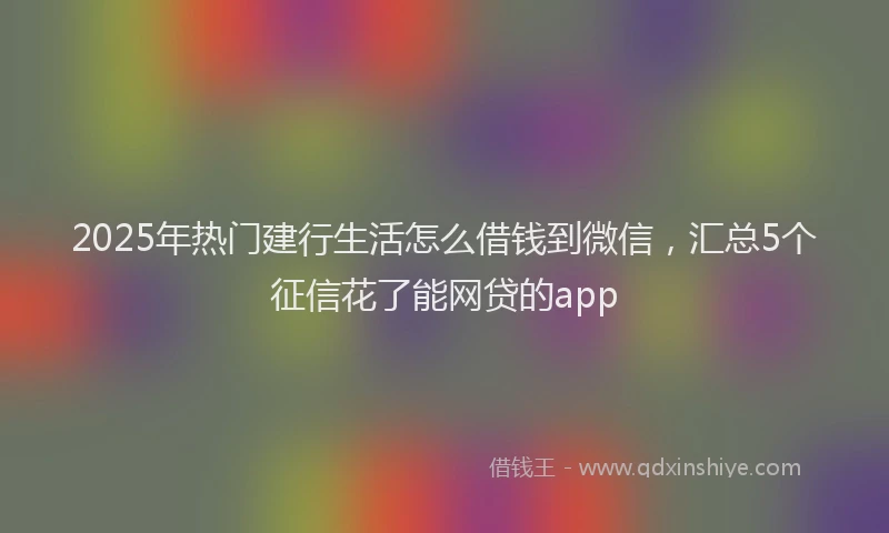 2025年热门建行生活怎么借钱到微信，汇总5个征信花了能网贷的app