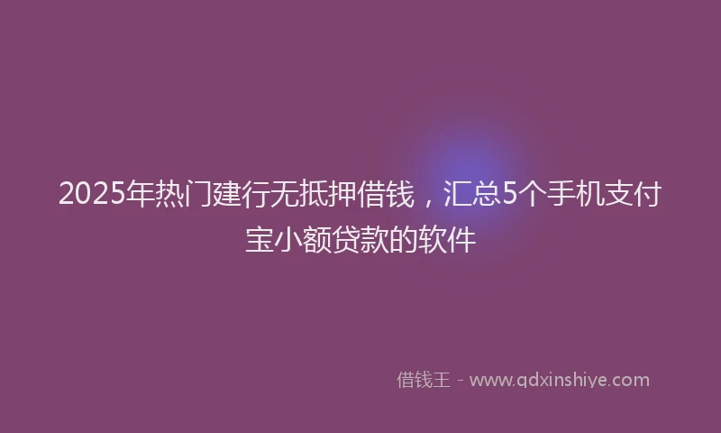2025年热门建行无抵押借钱，汇总5个手机支付宝小额贷款的软件