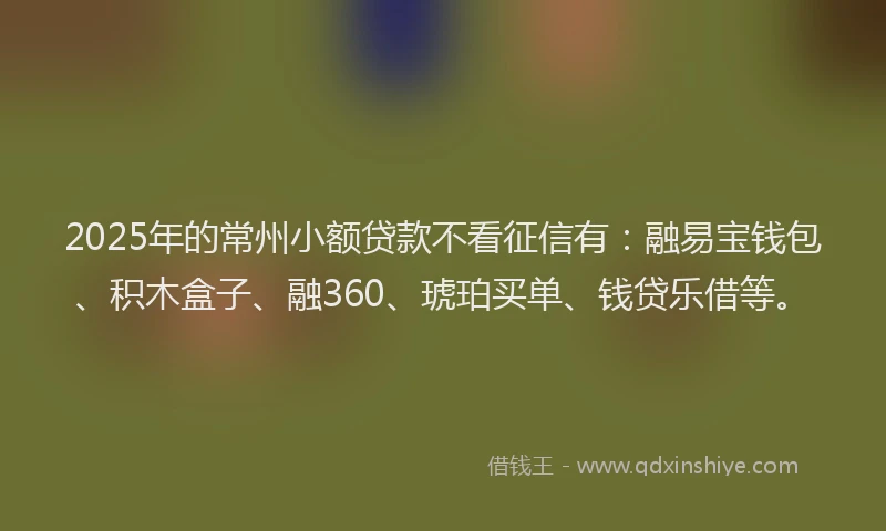 2025年的常州小额贷款不看征信有：融易宝钱包、积木盒子、融360、琥珀买单、钱贷乐借等。