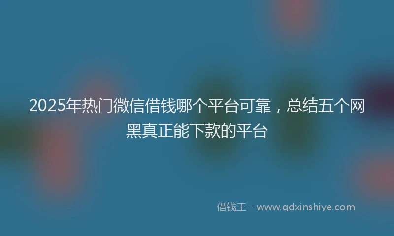 2025年热门微信借钱哪个平台可靠，总结五个网黑真正能下款的平台