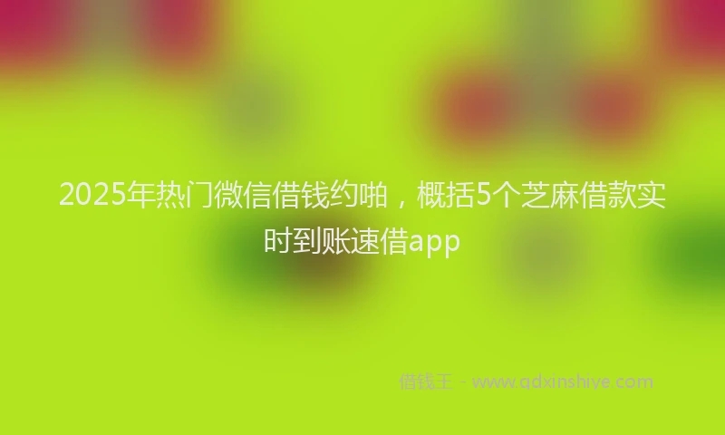 2025年热门微信借钱约啪，概括5个芝麻借款实时到账速借app