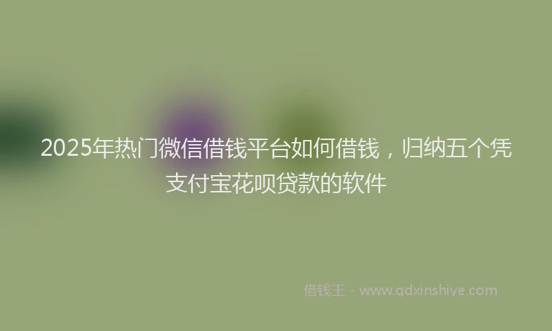 2025年热门微信借钱平台如何借钱，归纳五个凭支付宝花呗贷款的软件