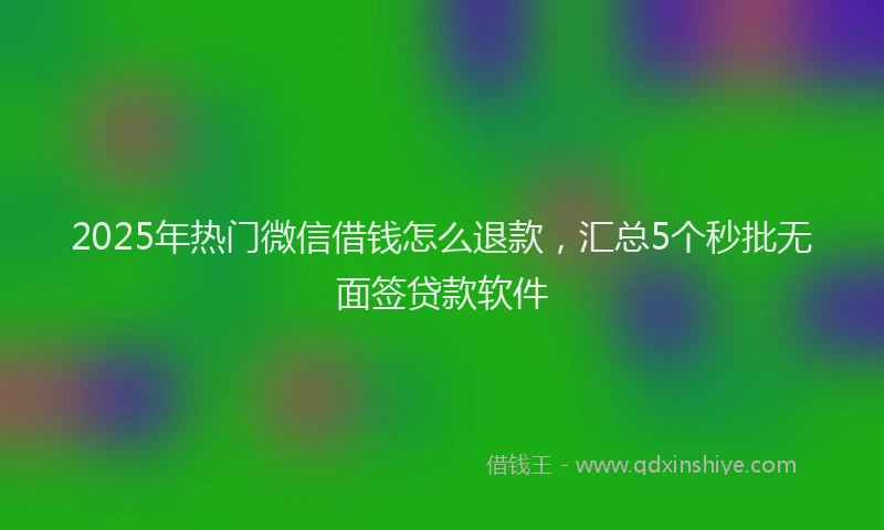 2025年热门微信借钱怎么退款，汇总5个秒批无面签贷款软件
