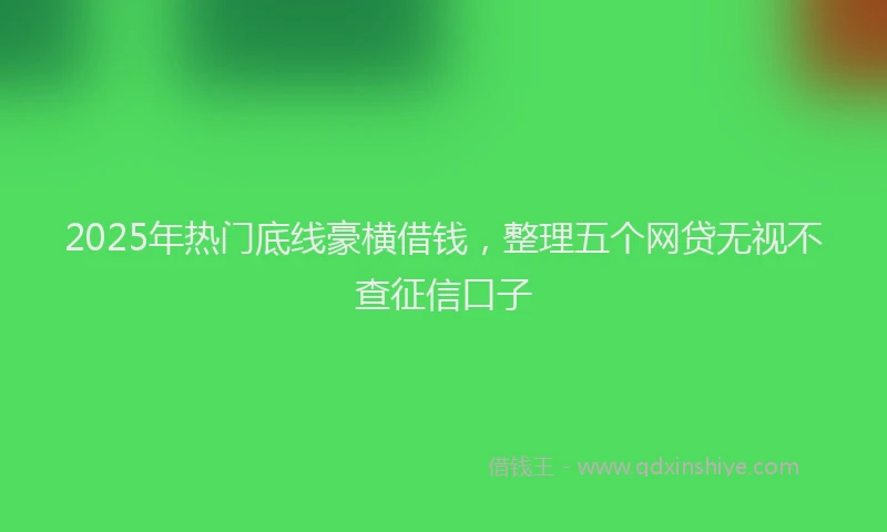 2025年热门底线豪横借钱，整理五个网贷无视不查征信口子