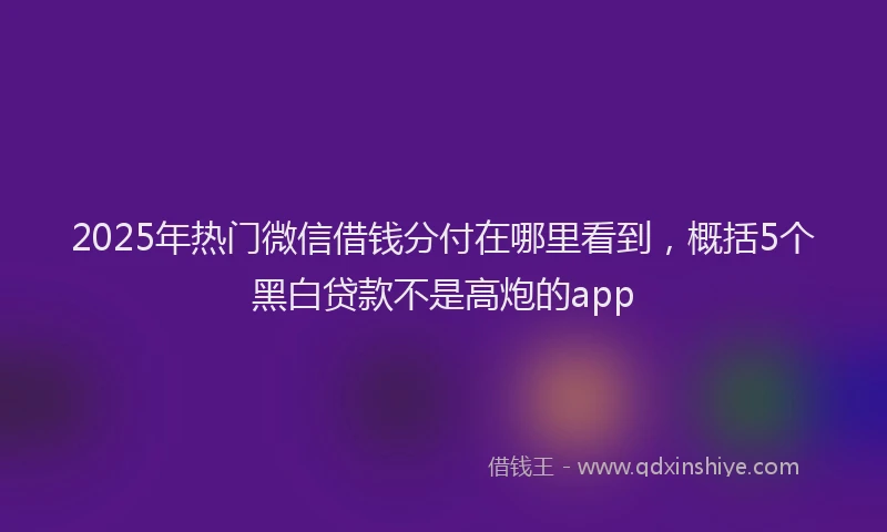 2025年热门微信借钱分付在哪里看到，概括5个黑白贷款不是高炮的app