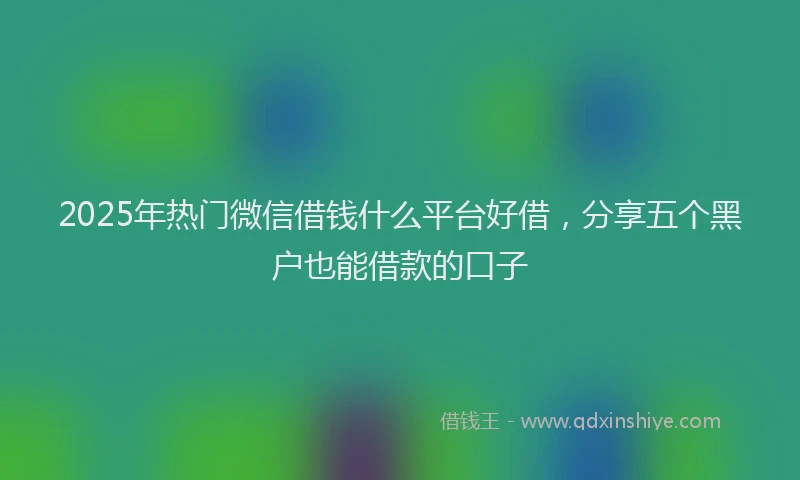2025年热门微信借钱什么平台好借，分享五个黑户也能借款的口子