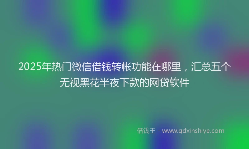2025年热门微信借钱转帐功能在哪里，汇总五个无视黑花半夜下款的网贷软件