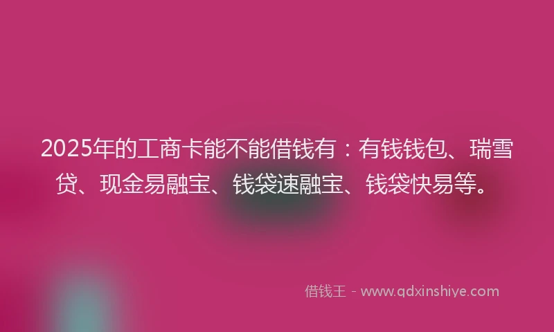 2025年的工商卡能不能借钱有：有钱钱包、瑞雪贷、现金易融宝、钱袋速融宝、钱袋快易等。