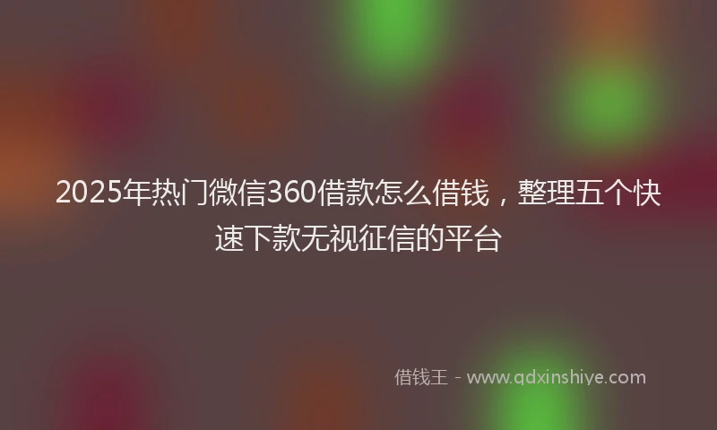 2025年热门微信360借款怎么借钱，整理五个快速下款无视征信的平台