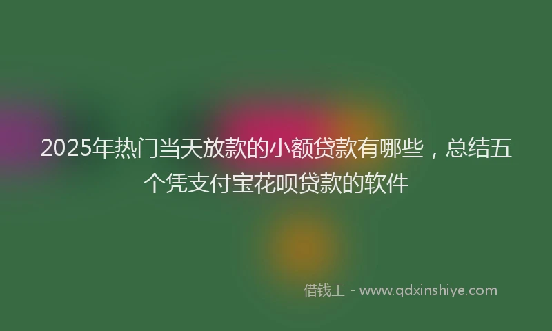 2025年热门当天放款的小额贷款有哪些，总结五个凭支付宝花呗贷款的软件