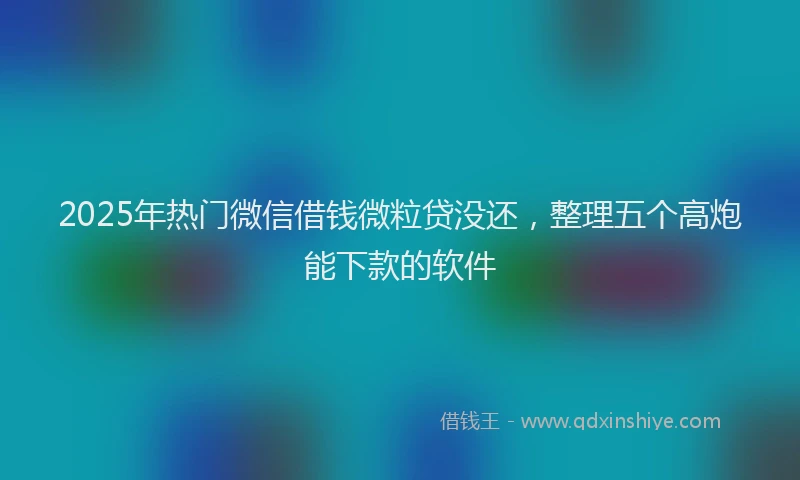 2025年热门微信借钱微粒贷没还,整理五个高炮能下款的软件