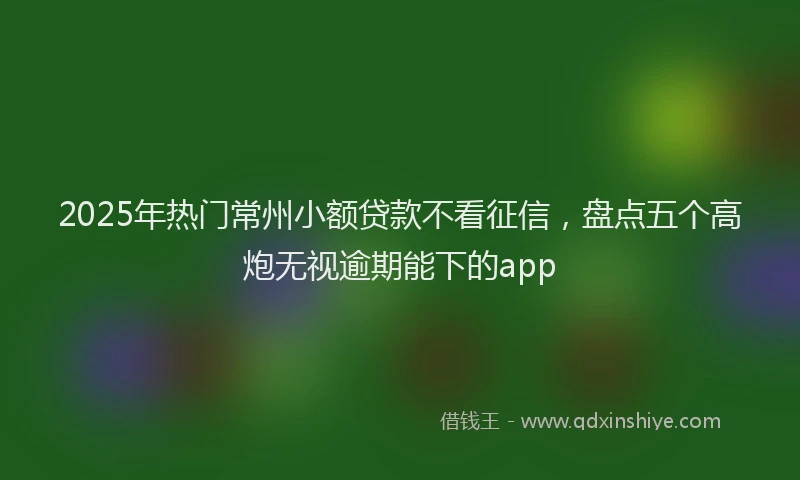 2025年热门常州小额贷款不看征信，盘点五个高炮无视逾期能下的app