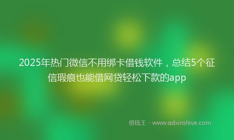 2025年热门微信不用绑卡借钱软件，总结5个征信瑕疵也能借网贷轻松下款的app