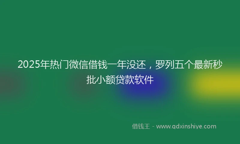2025年热门微信借钱一年没还,罗列五个最新秒批小额贷款软件