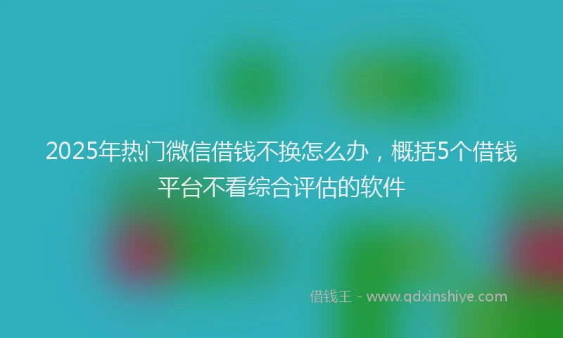 2025年热门微信借钱不换怎么办，概括5个借钱平台不看综合评估的软件