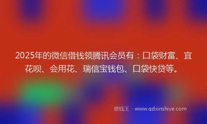 2025年的微信借钱领腾讯会员有：口袋财富、宜花呗、会用花、瑞信宝钱包、口袋快贷等。