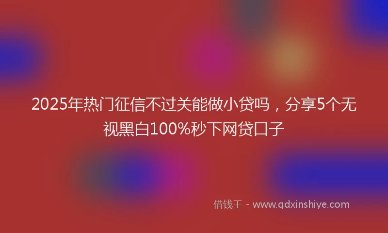 2025年热门征信不过关能做小贷吗，分享5个无视黑白100%秒下网贷口子