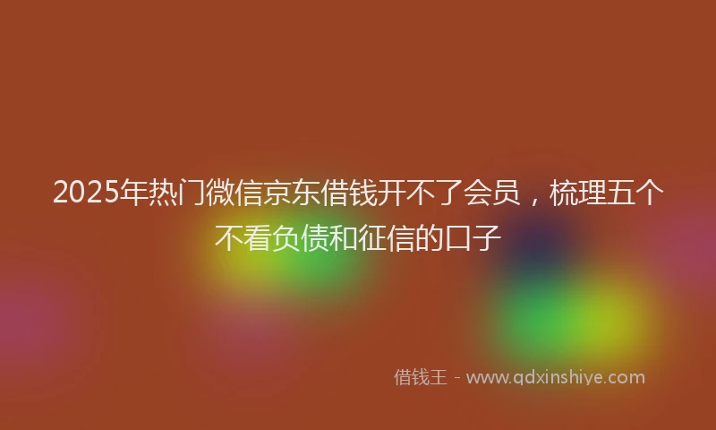 2025年热门微信京东借钱开不了会员，梳理五个不看负债和征信的口子