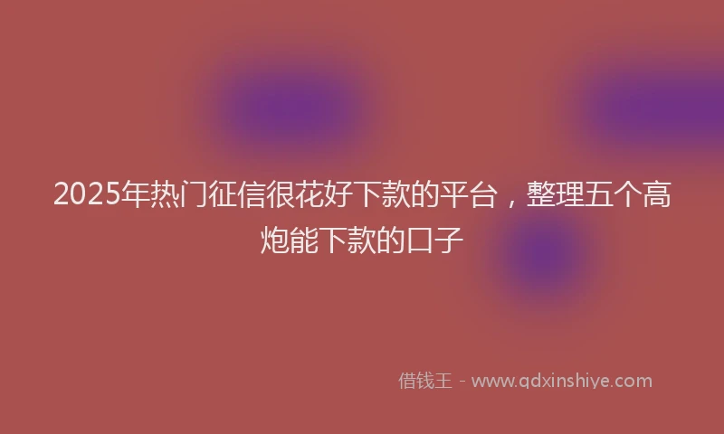 2025年热门征信很花好下款的平台，整理五个高炮能下款的口子