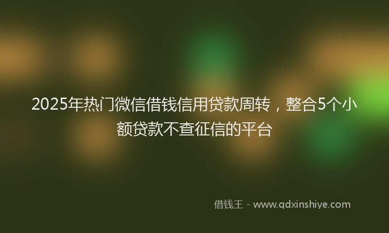 2025年热门微信借钱信用贷款周转，整合5个小额贷款不查征信的平台