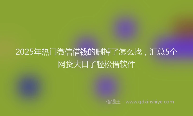 2025年热门微信借钱的删掉了怎么找，汇总5个网贷大口子轻松借软件
