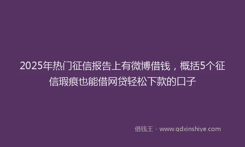 2025年热门征信报告上有微博借钱，概括5个征信瑕疵也能借网贷轻松下款的口子