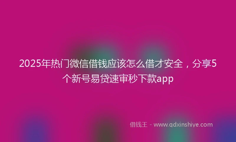 2025年热门微信借钱应该怎么借才安全，分享5个新号易贷速审秒下款app