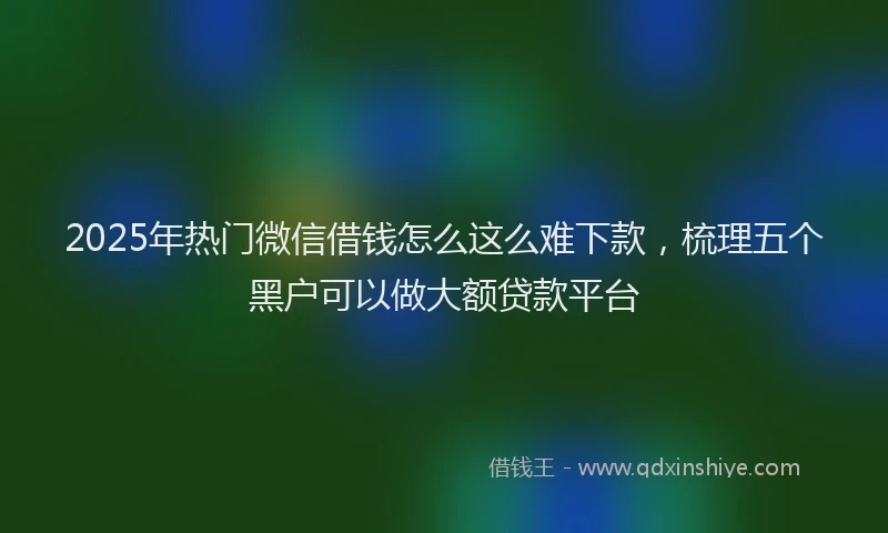 2025年热门微信借钱怎么这么难下款,梳理五个黑户可以做大额贷款平台